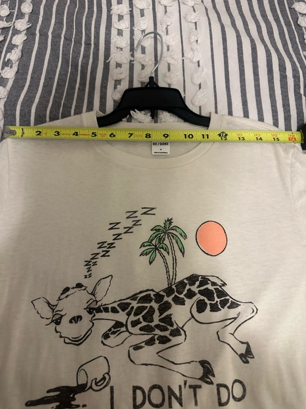 Redone 70s Loose Tee “ I Don’t Do Mornings Graphic - White with Orange Print - Picture 10 of 11